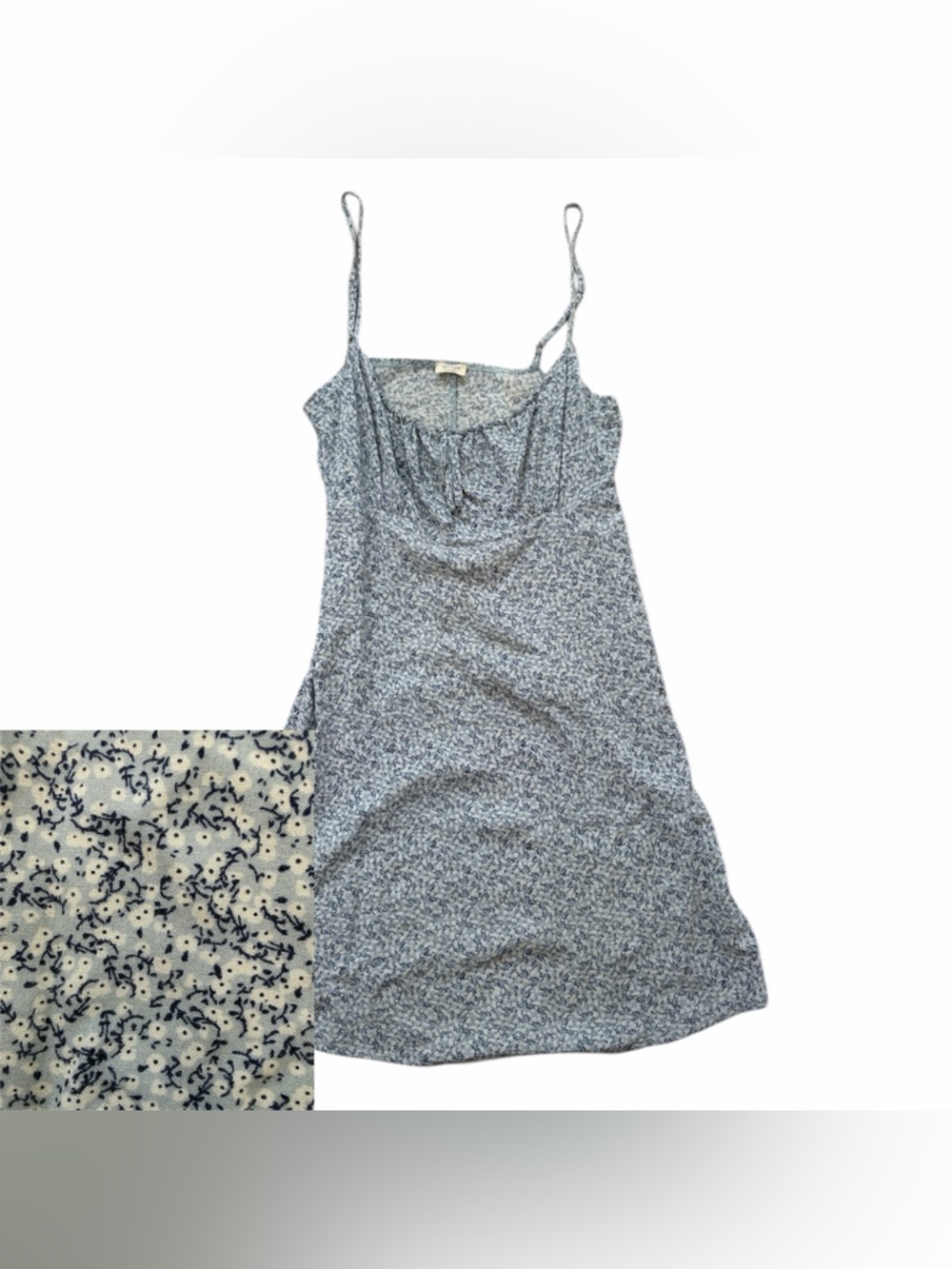 John Galt Blue Floral Dress with Spaghetti Straps